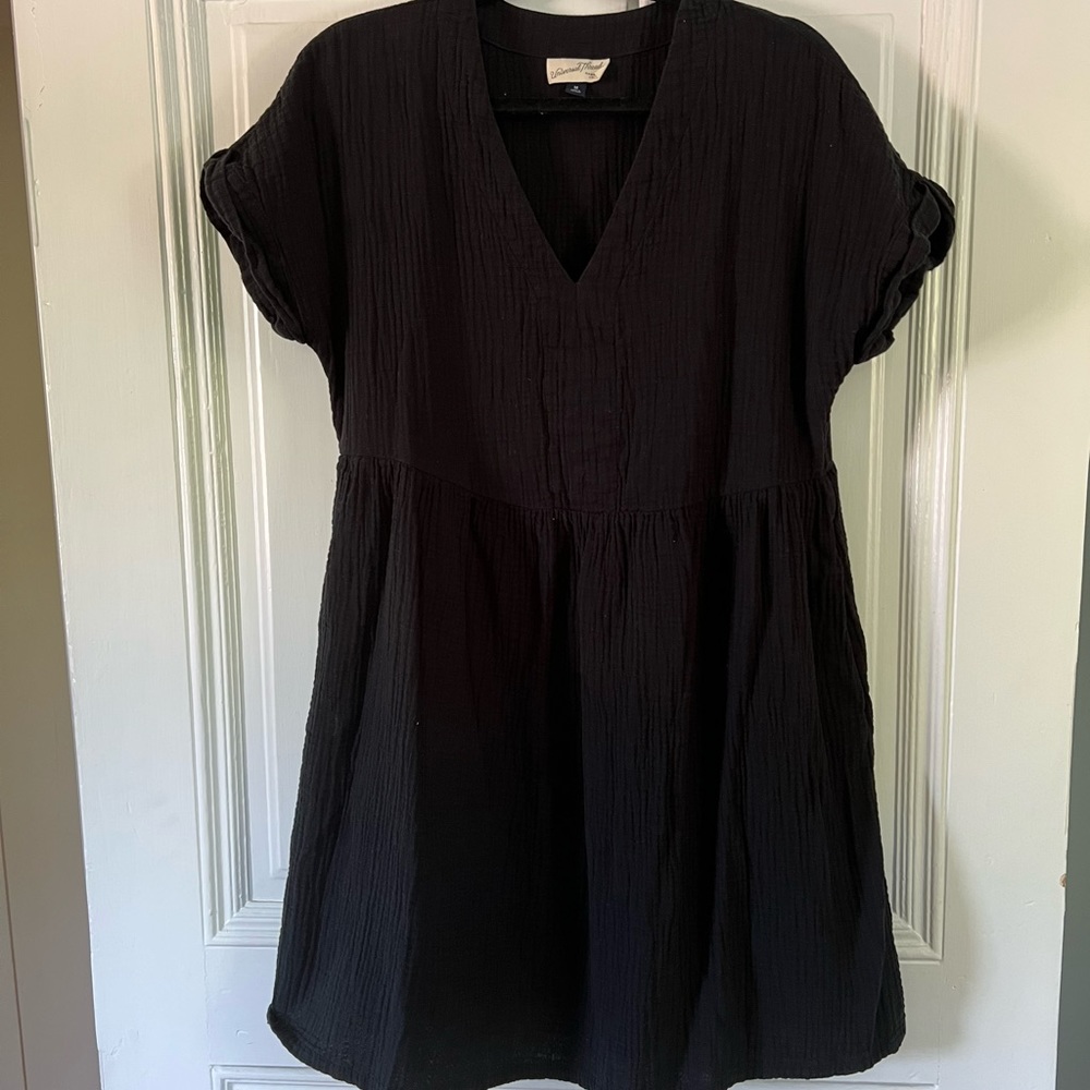 Black linen blend dress